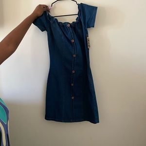 Blue denim dress with buttons